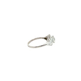 Platinum Vintage Deco .75ct Round Old Mine Cut Diamond Single Cut/.25ct Round Diamond Ring